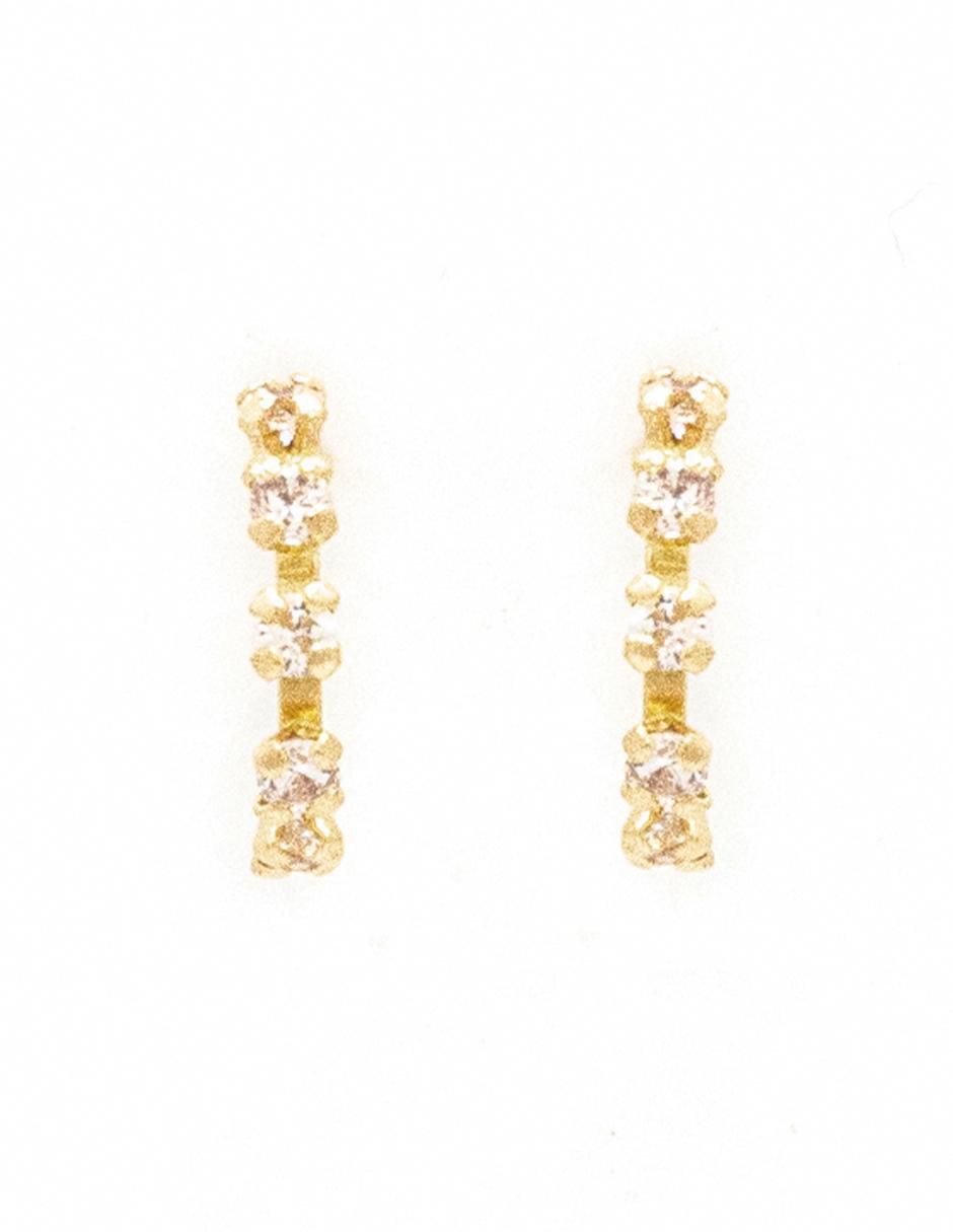 Broqueles redondos de oro con acabado brillante zirconia