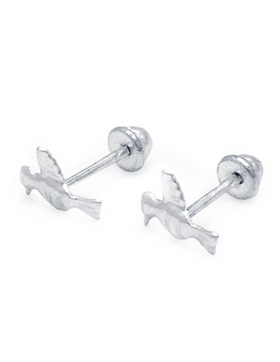 Broqueles de colibrí de plata con acabado plateado 2