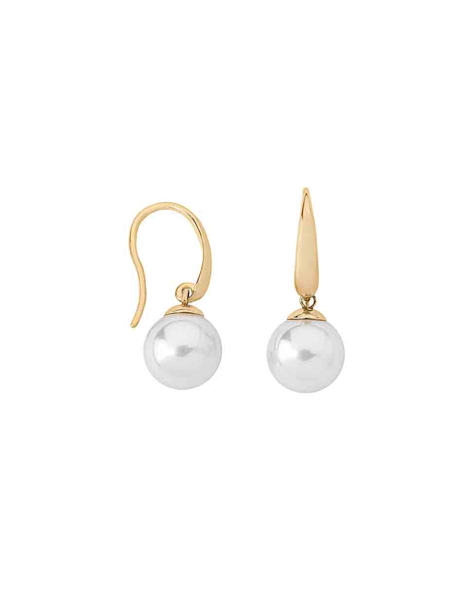 Aretes redondos España Lira con acabado baño de oro perla