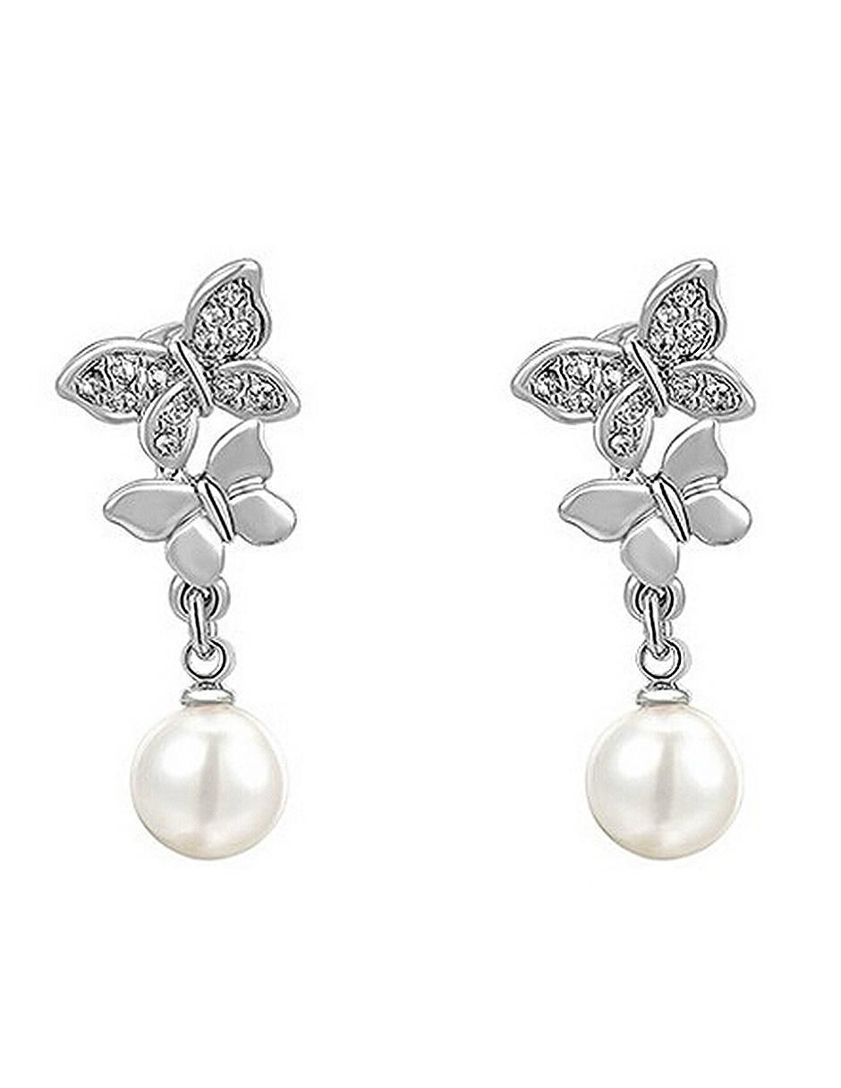 Aretes de mariposa Ninguna con acabado brillante cristal