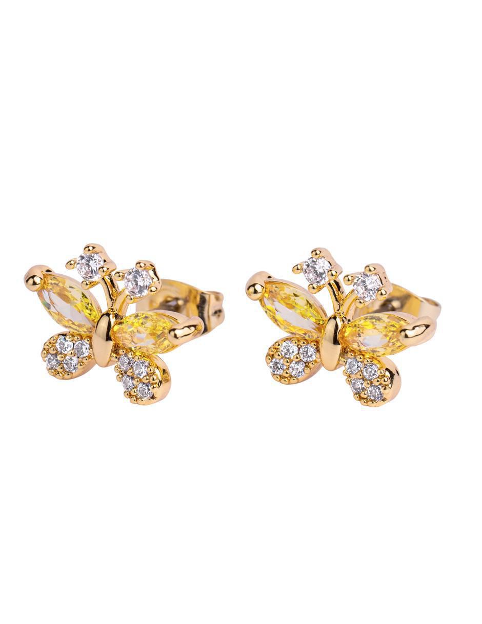 Broqueles de mariposa con acabado brillante zirconia cúbica
