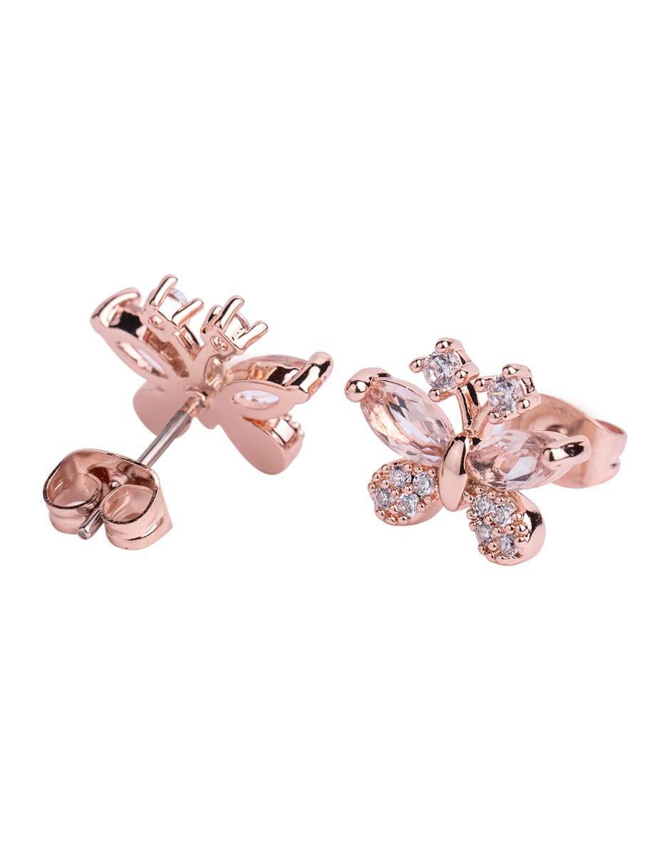 Broqueles de mariposa con acabado brillante zirconia cúbica 2