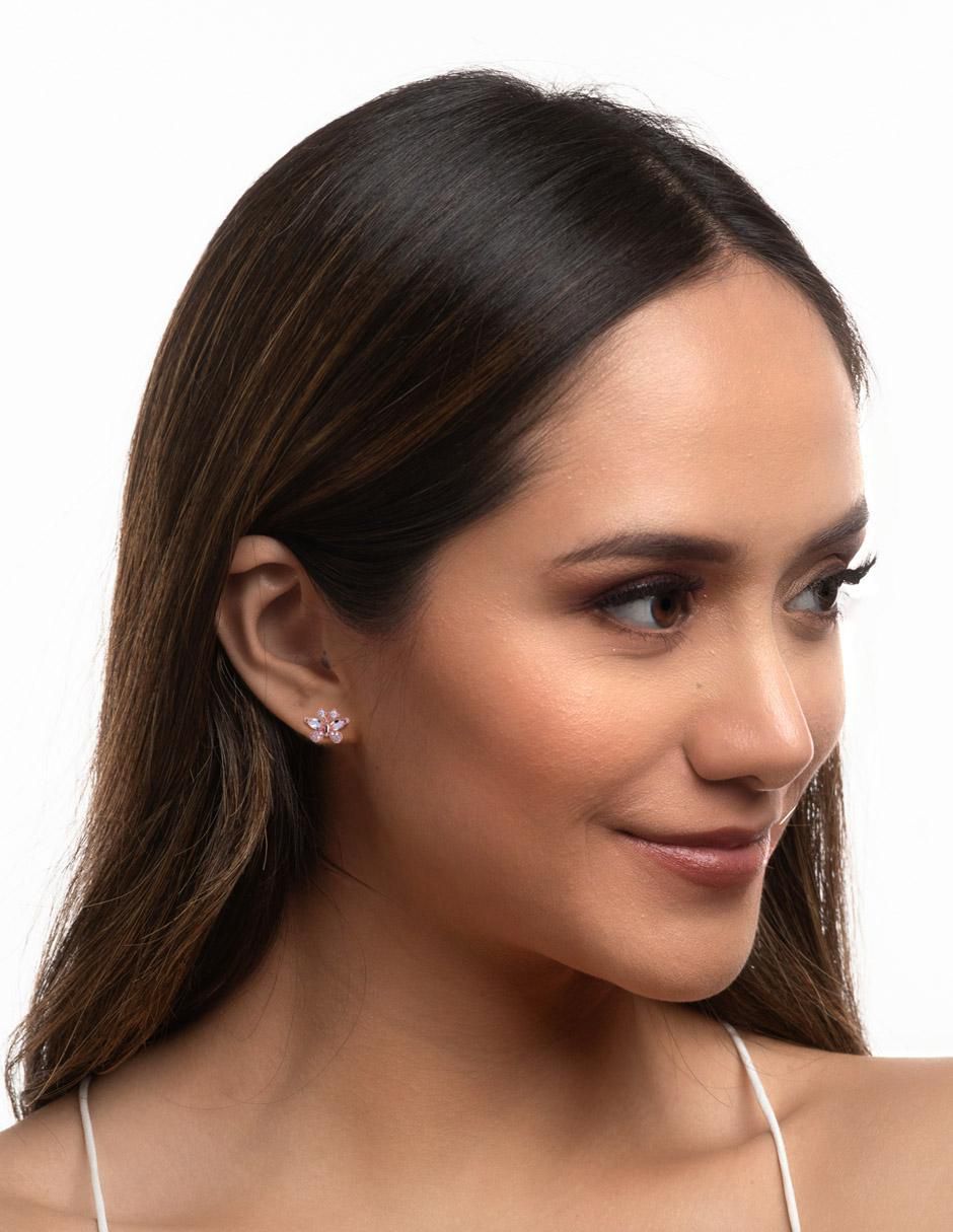 Broqueles de mariposa con acabado brillante zirconia cúbica 5