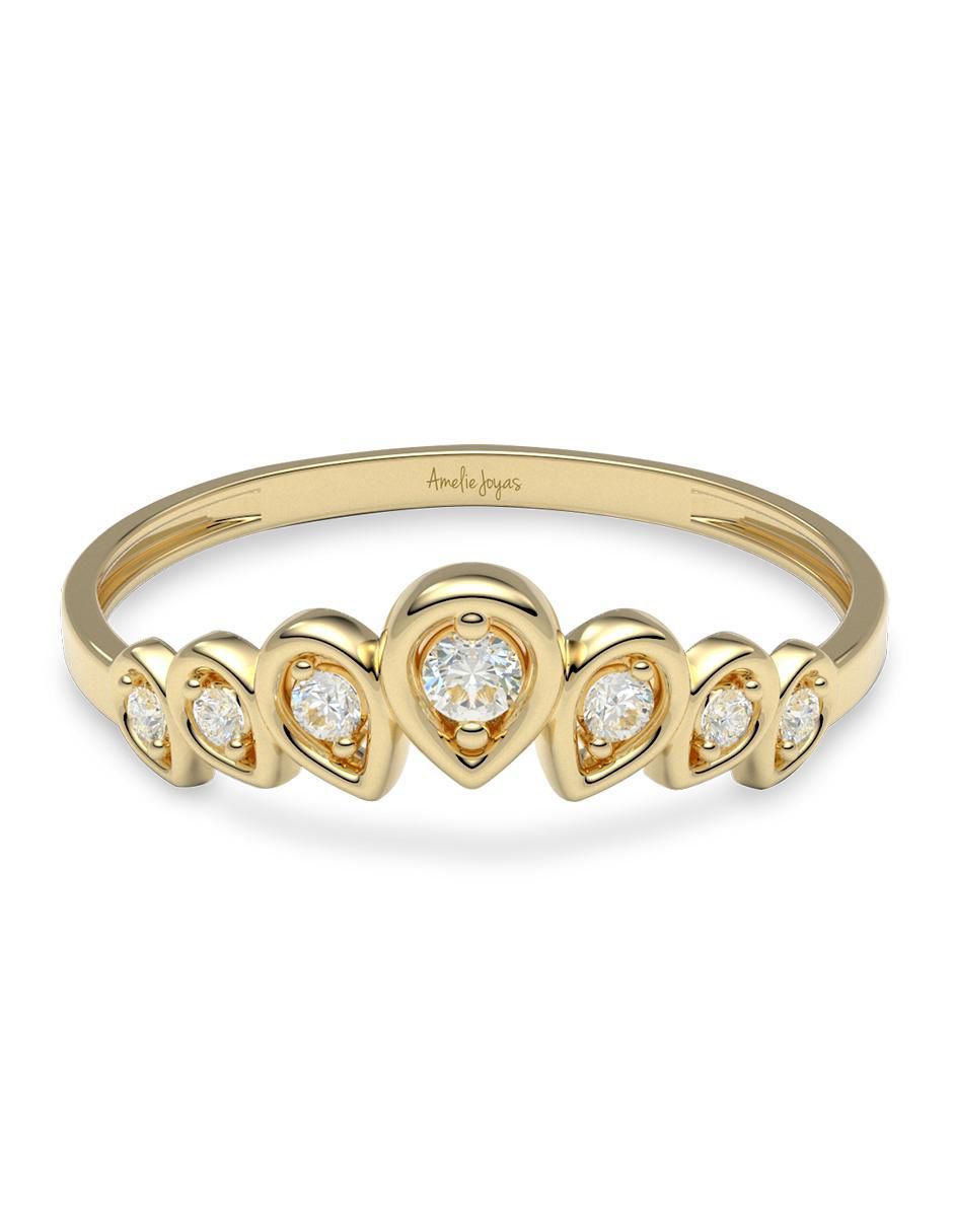 Anillo 14 k de oro zirconia brillante