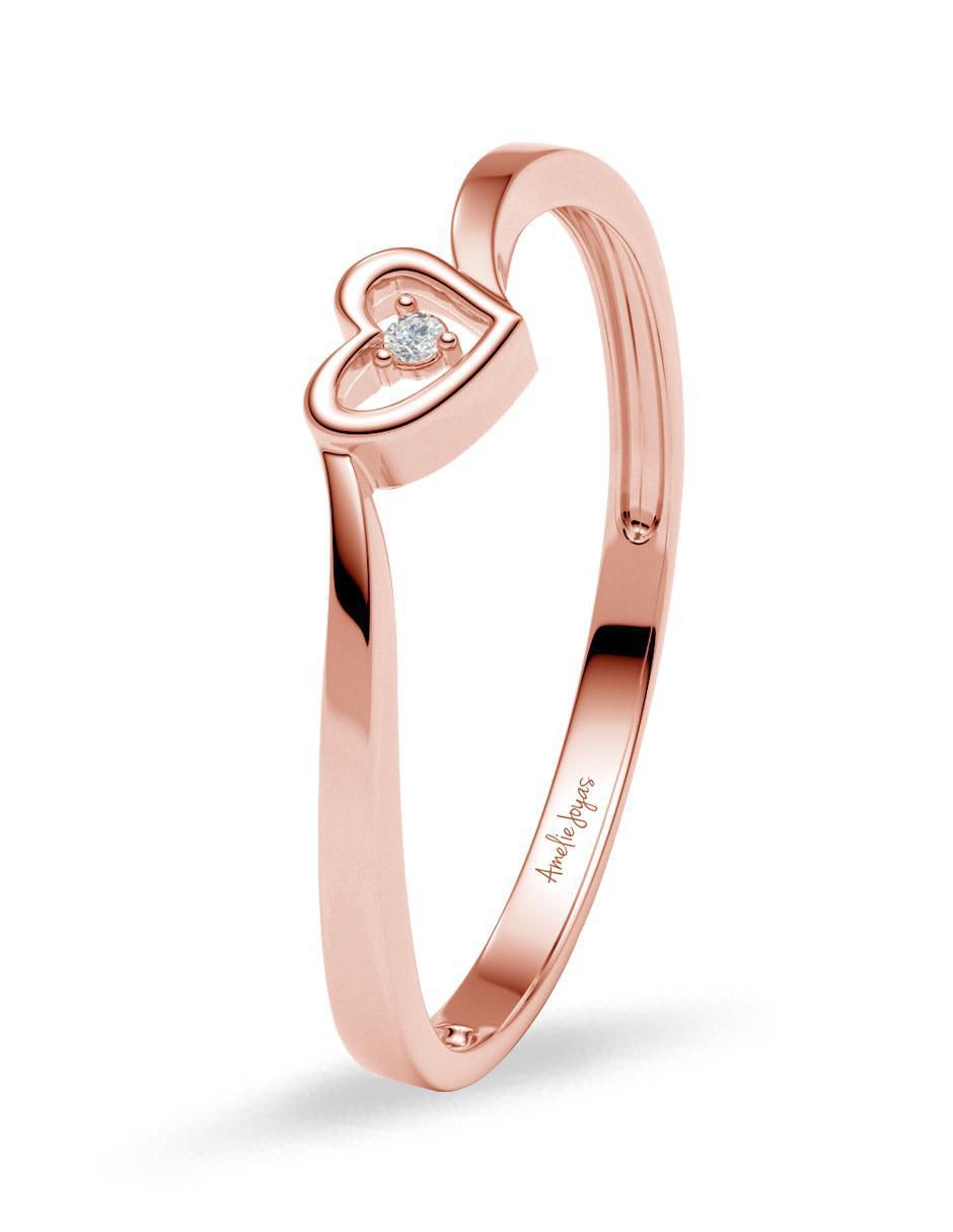 Anillo de corazón 14 k de oro zirconia pulido 1