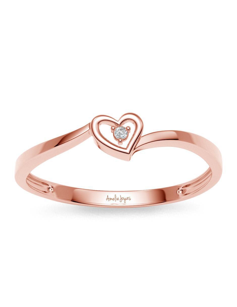 Anillo de corazón 14 k de oro zirconia pulido 2