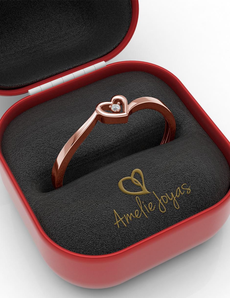 Anillo de corazón 14 k de oro zirconia pulido 4