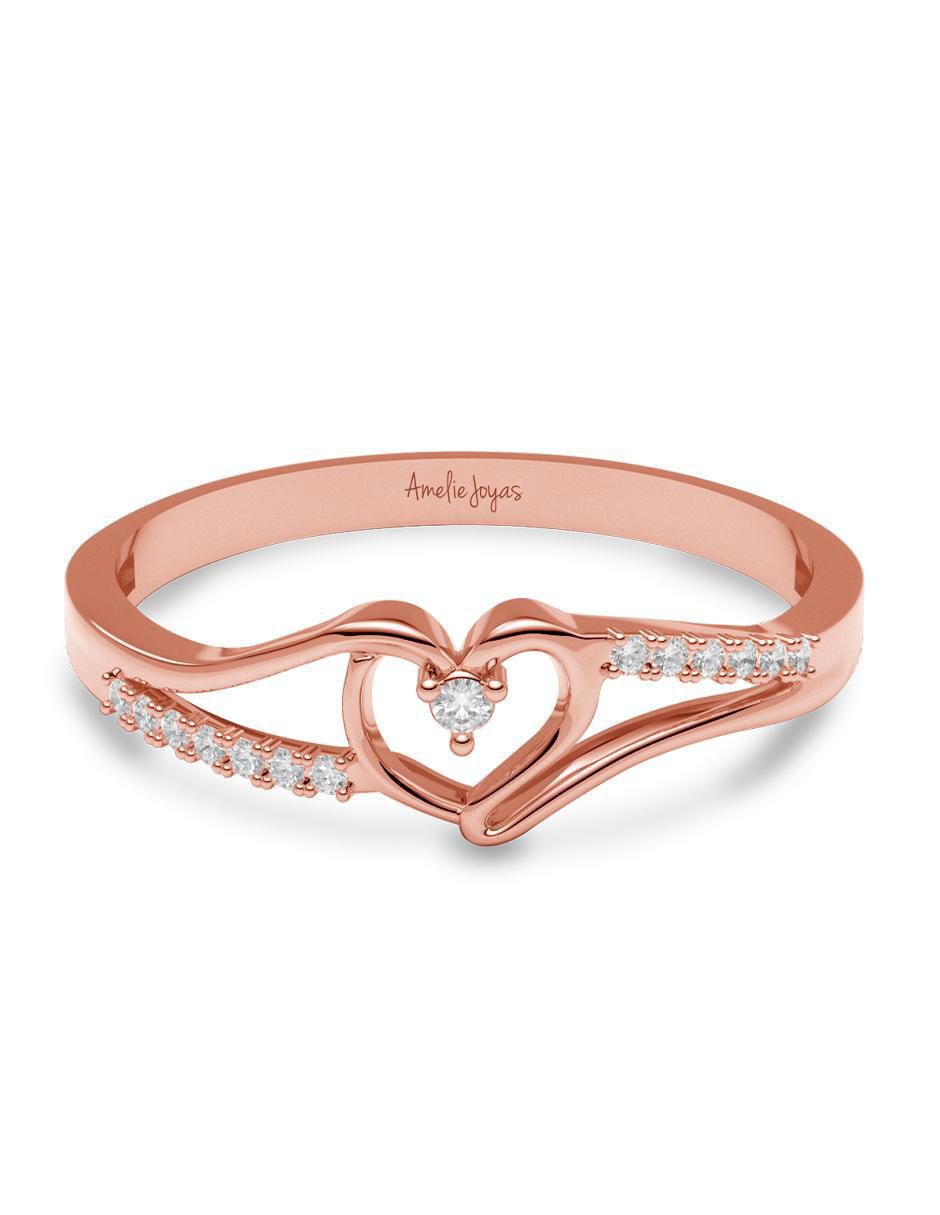 Anillo 14 k de oro zirconia brillante