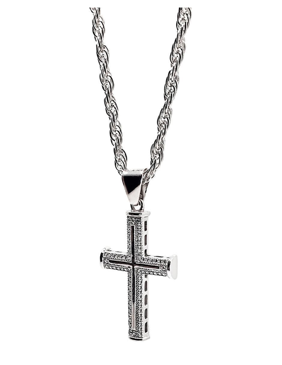 Collar con dije de cruz de plata P 925 3