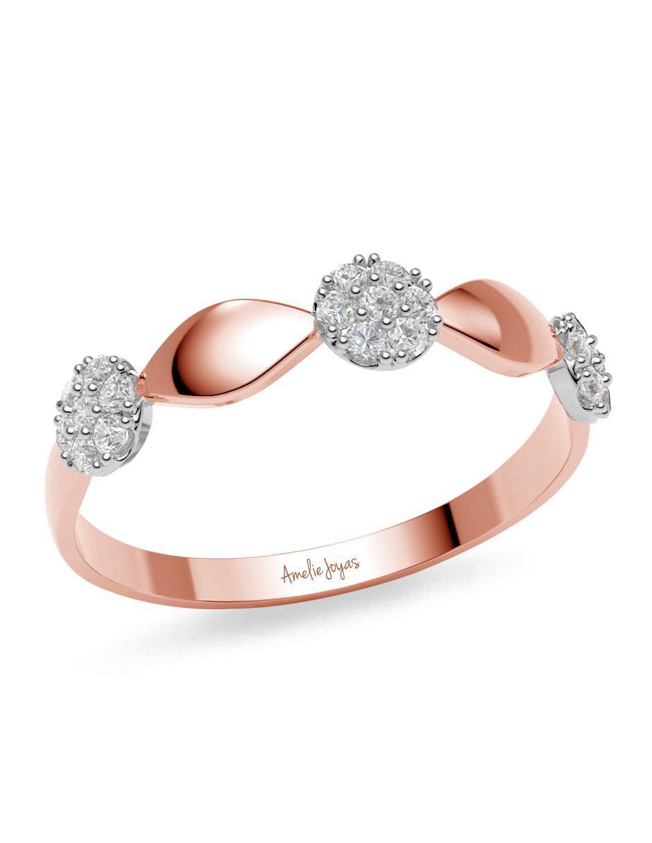 Anillo 14 k de oro zirconia brillante 2