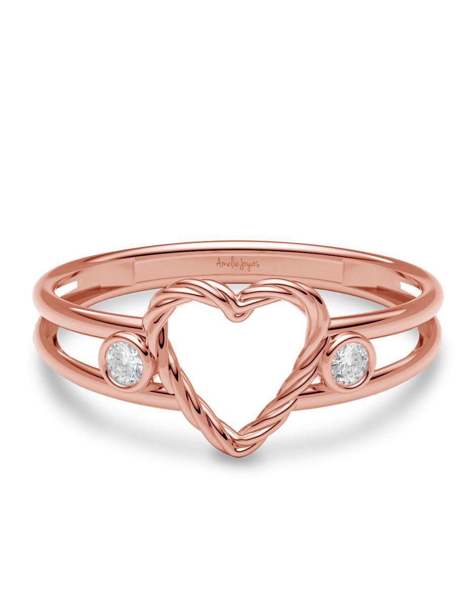 Anillo 10 k de oro zirconia brillante