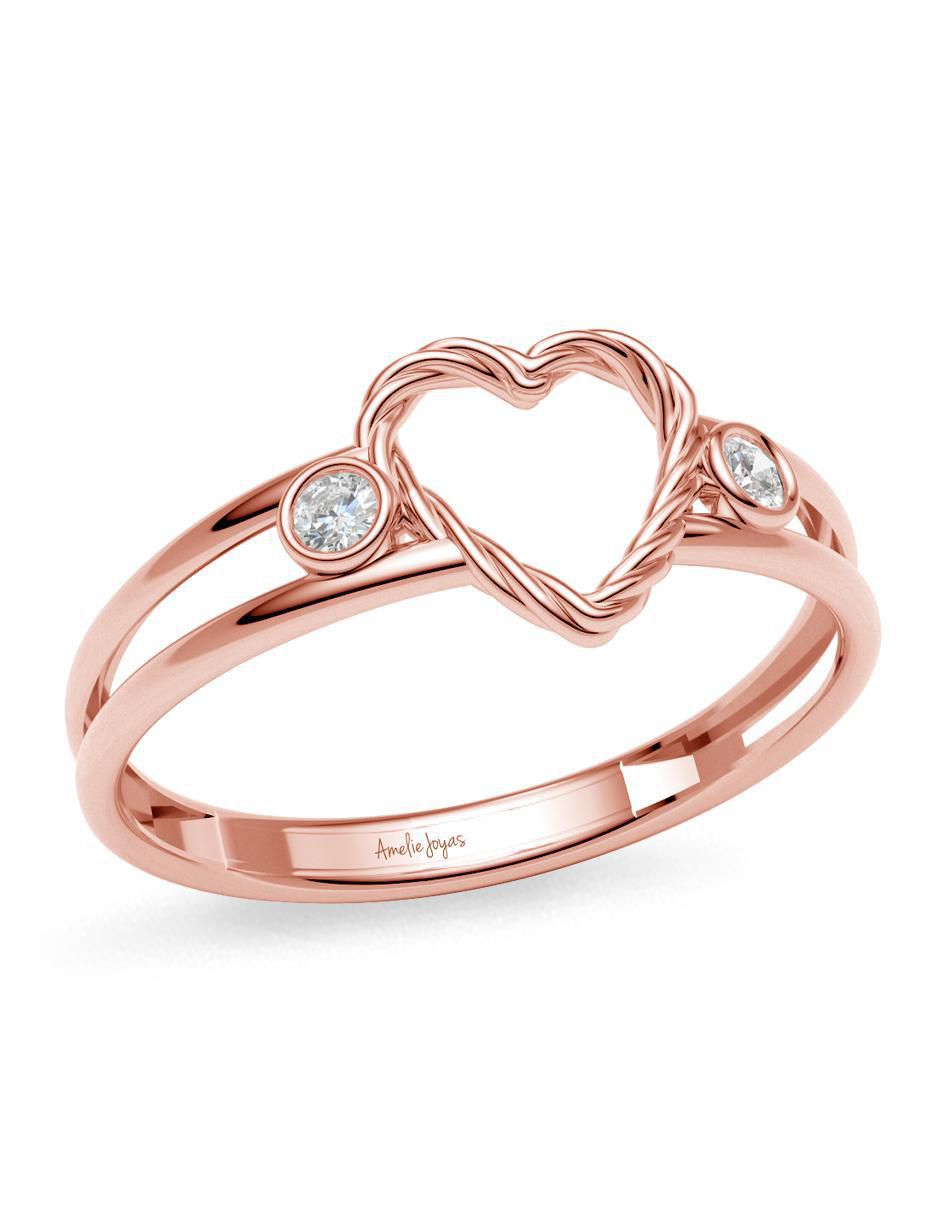 Anillo 10 k de oro zirconia brillante 2