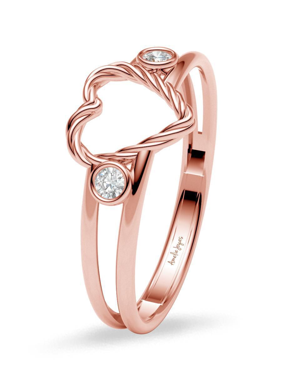 Anillo 10 k de oro zirconia brillante 3