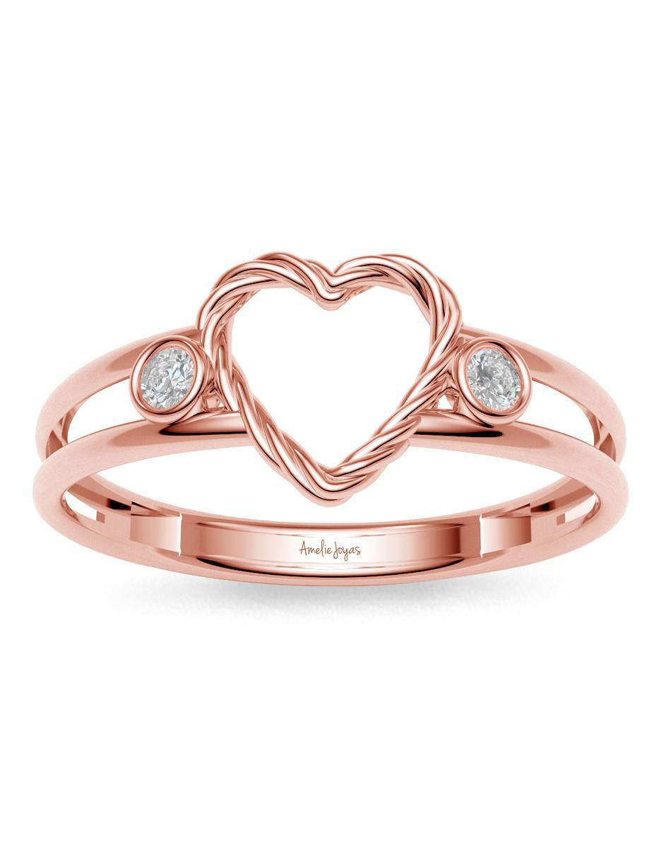 Anillo 10 k de oro zirconia brillante 4