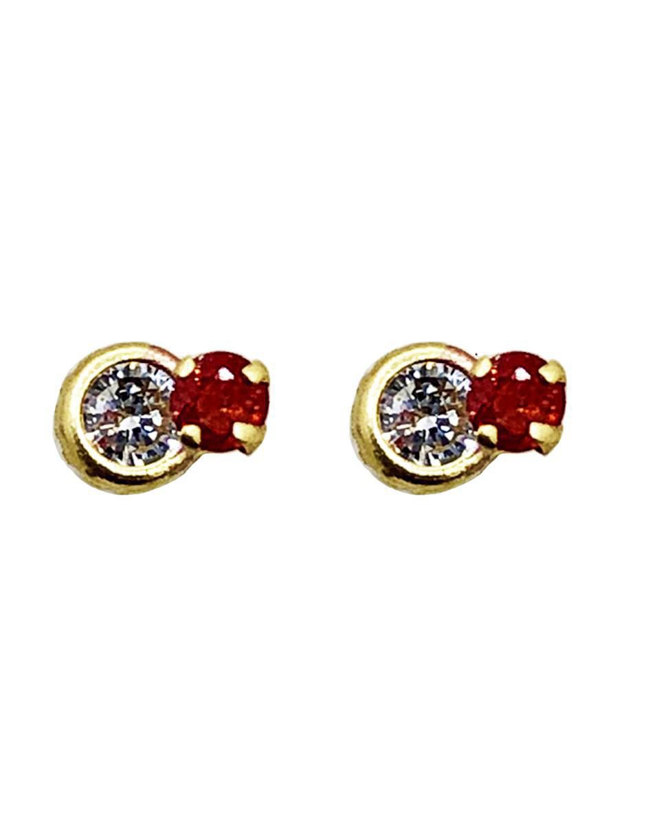 Broqueles redondos de oro con acabado brillante zirconia Broqueles redondos de oro con acabado brillante zirconia