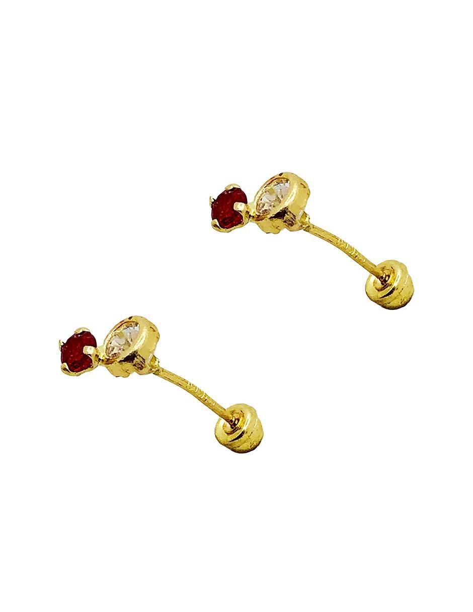 Broqueles redondos de oro con acabado brillante zirconia 2