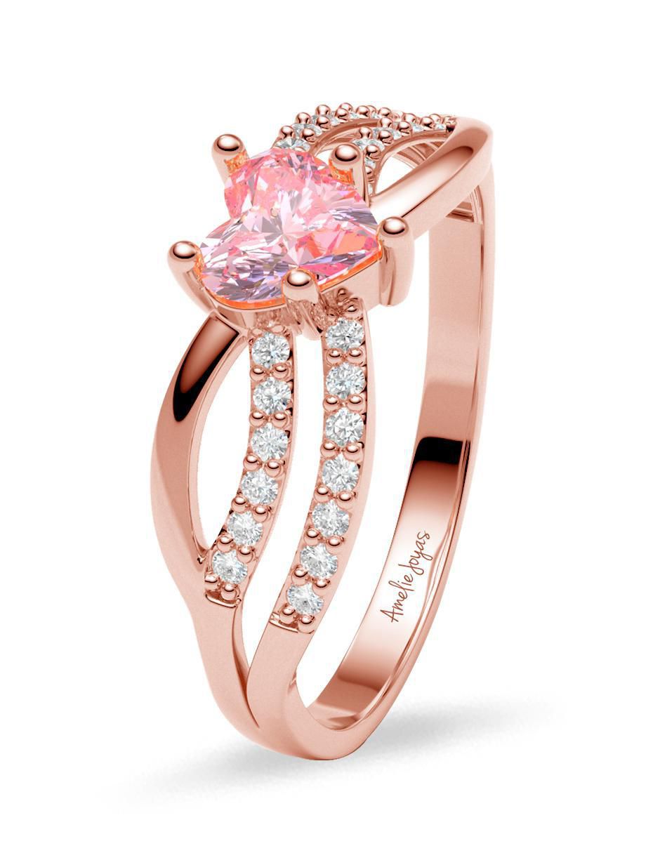 Anillo 14 k de oro zirconia brillante 2
