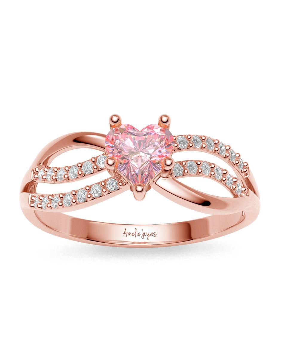 Anillo 14 k de oro zirconia brillante 4