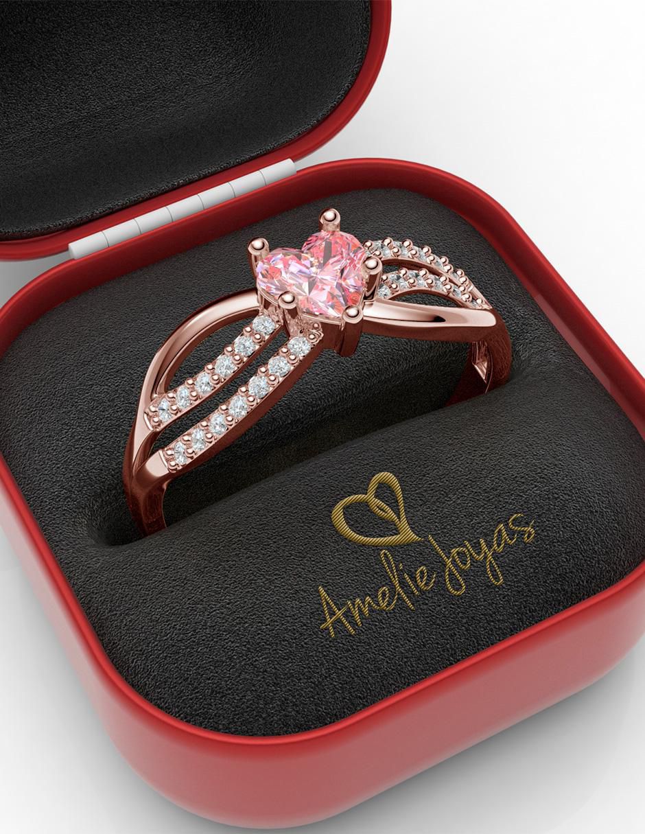 Anillo 14 k de oro zirconia brillante 5