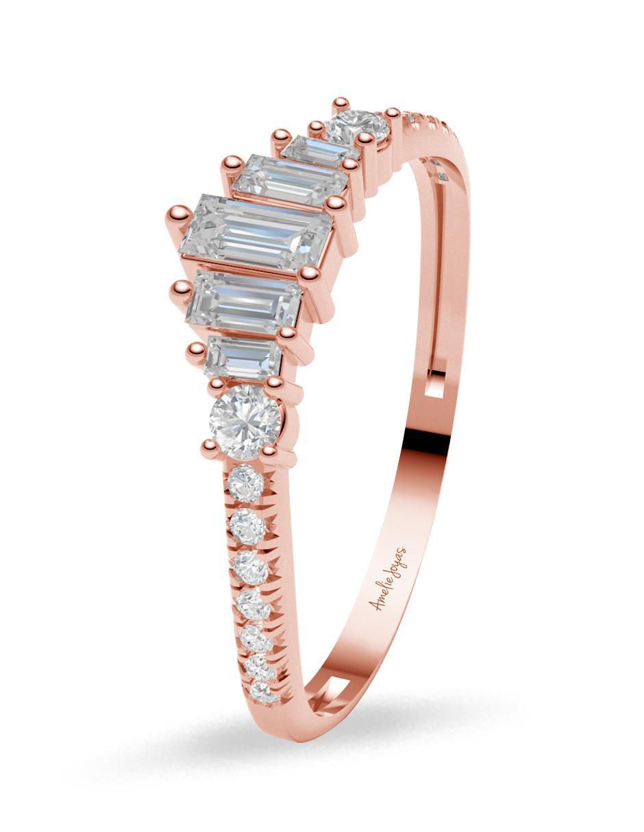 Anillo 10 k de oro zirconia brillante 2