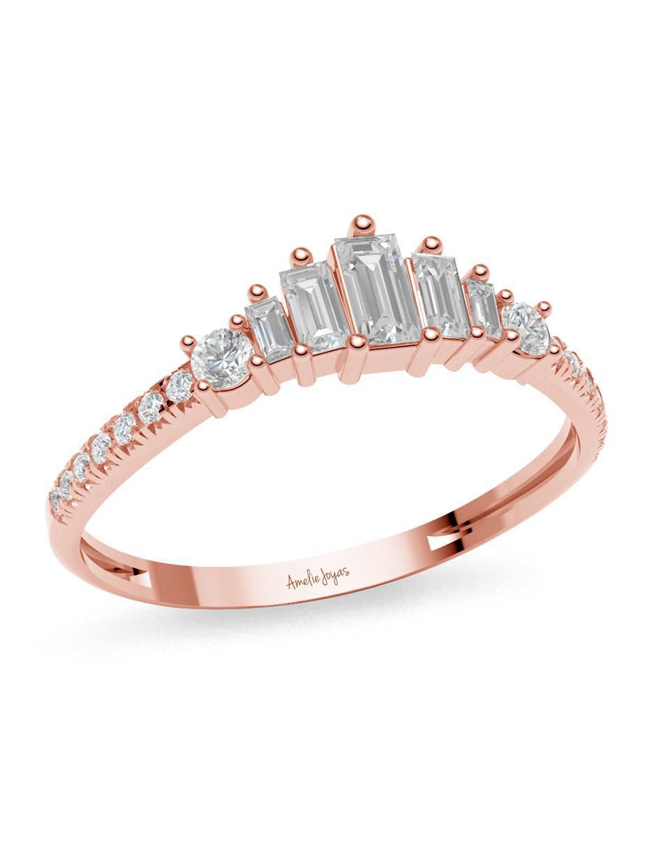 Anillo 10 k de oro zirconia brillante 3