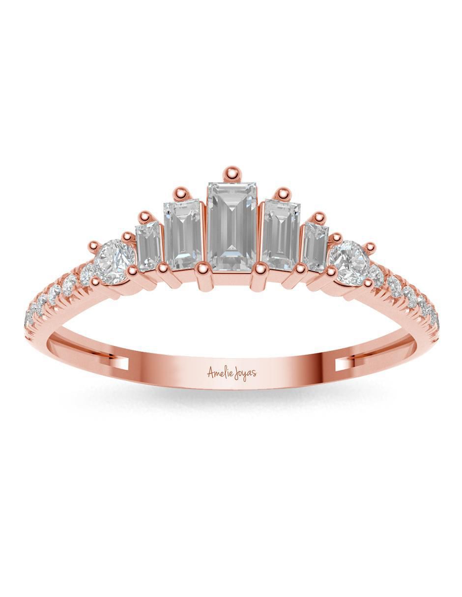 Anillo 10 k de oro zirconia brillante 4