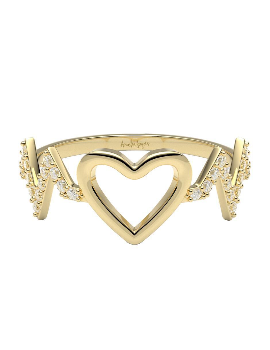 Anillo 10 k de oro zirconia brillante