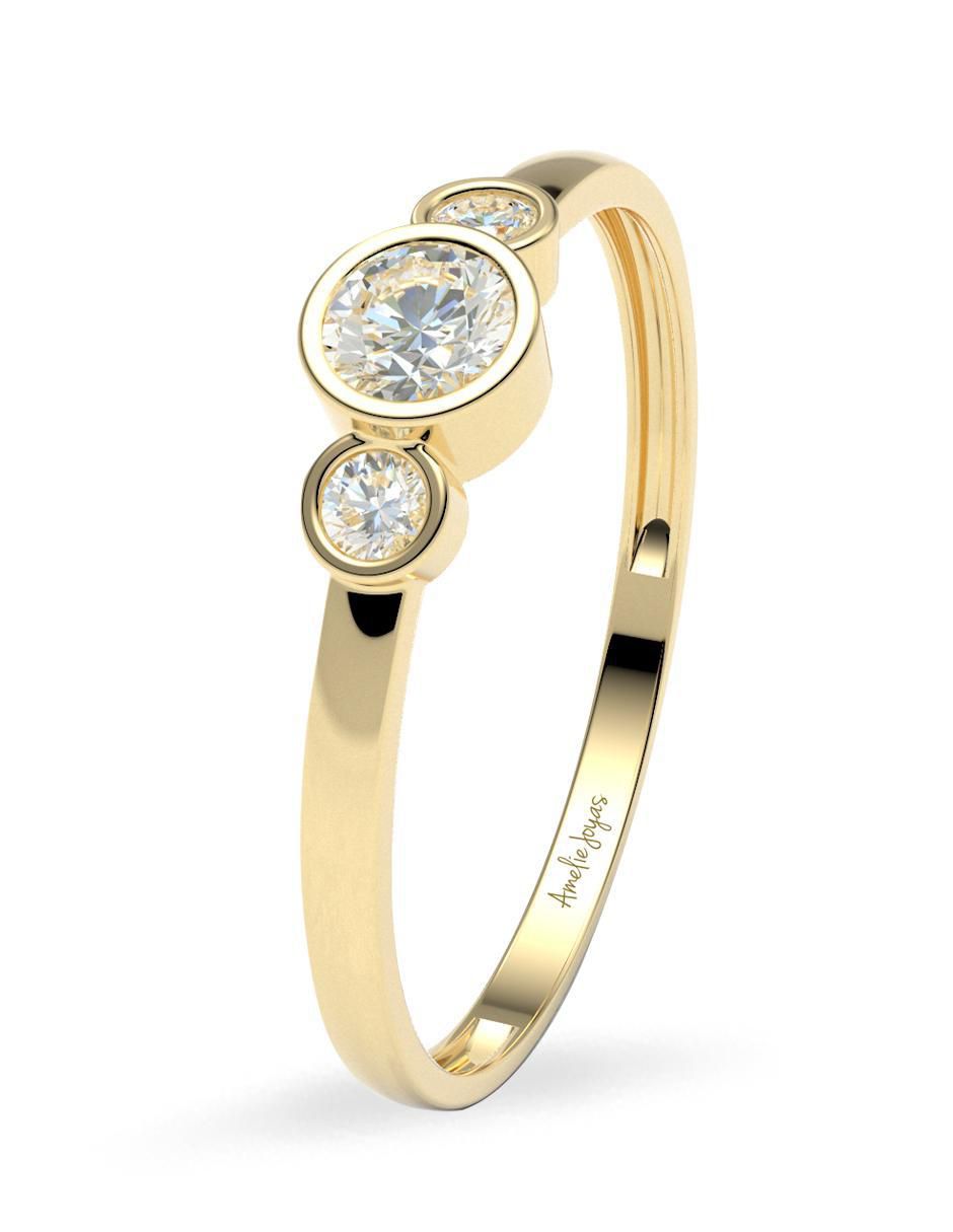 Anillo 10 k de oro zirconia brillante 2