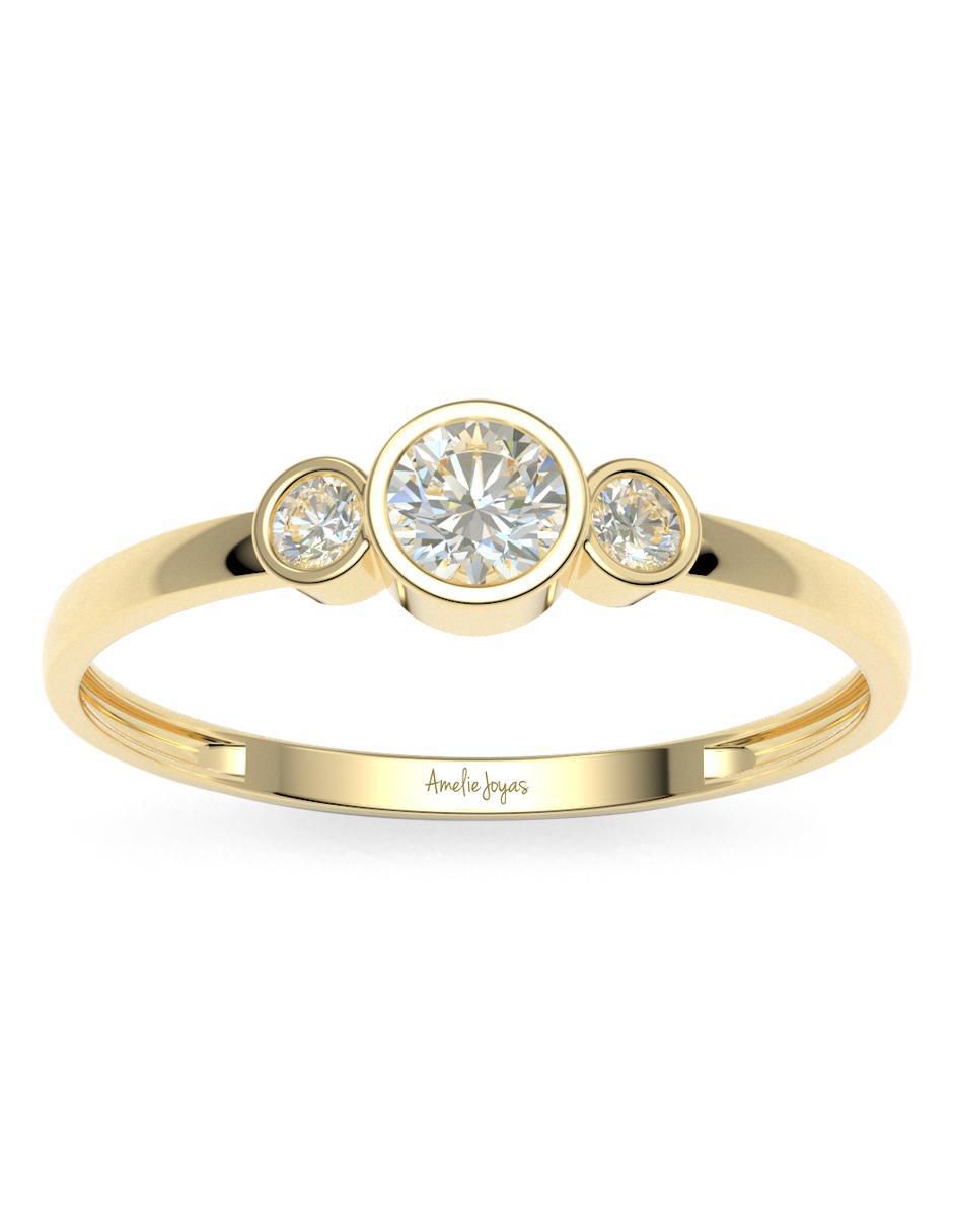 Anillo 10 k de oro zirconia brillante 4