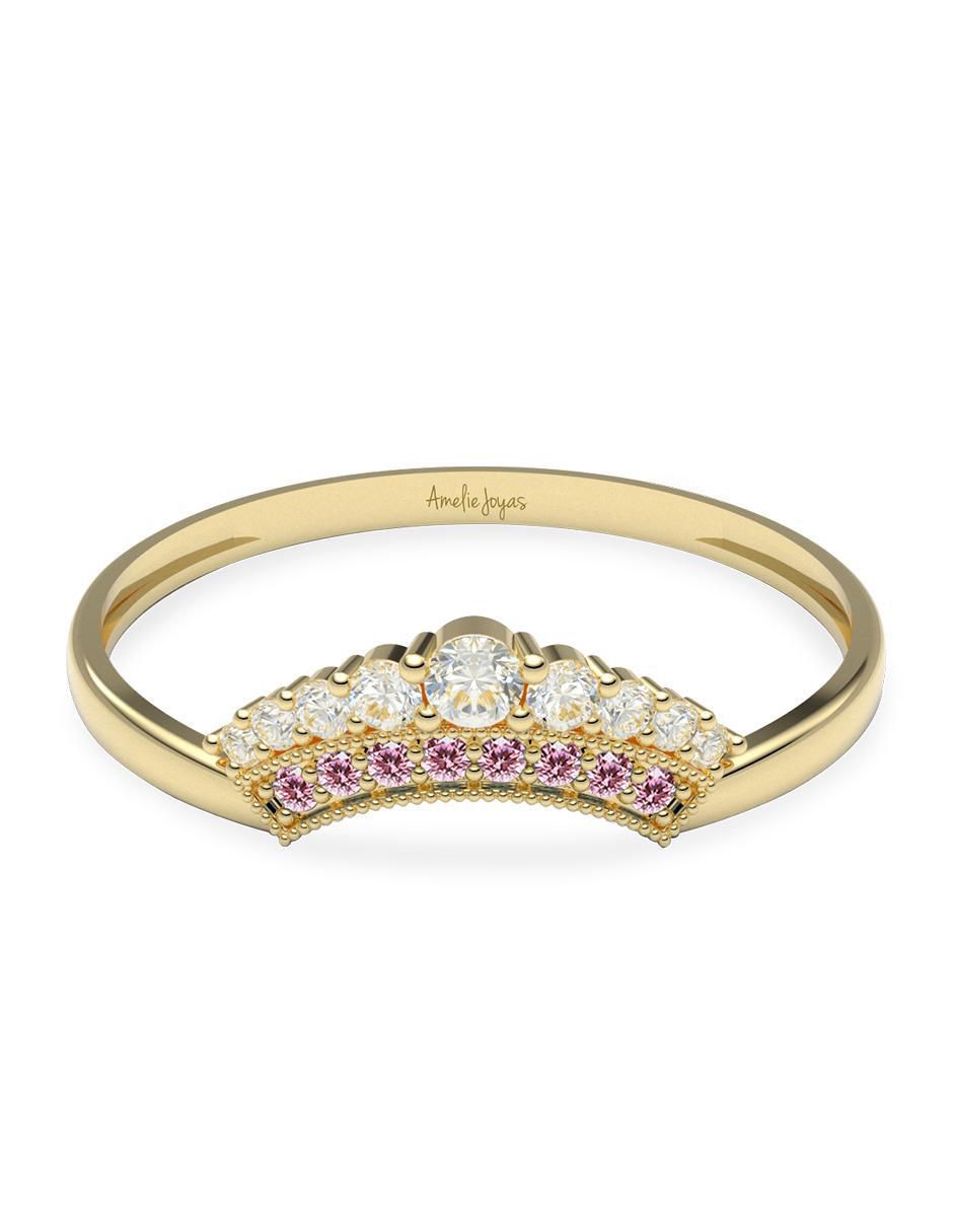 Anillo 14 k de oro zirconia brillante