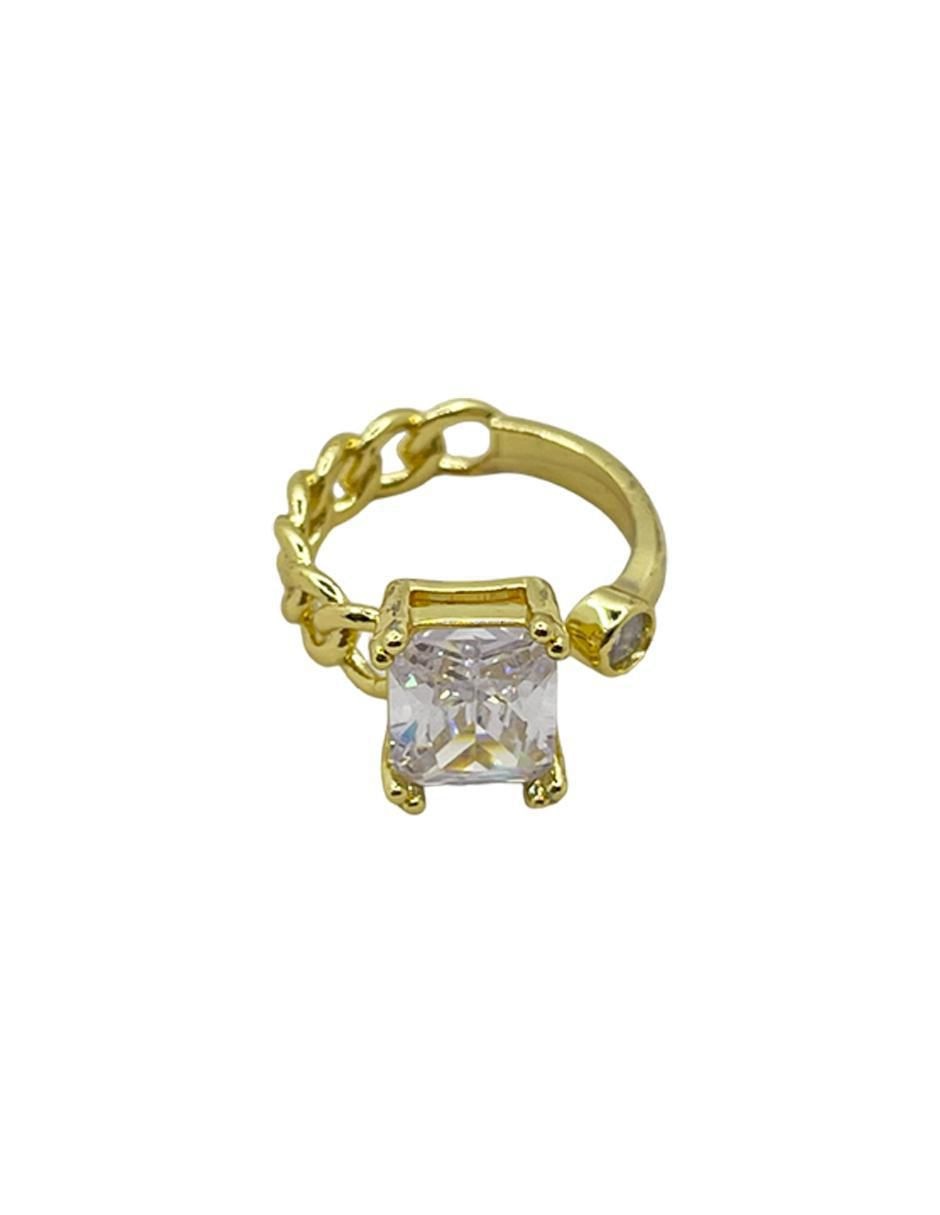 Anillo con gema geométrico zirconia cúbica brillante