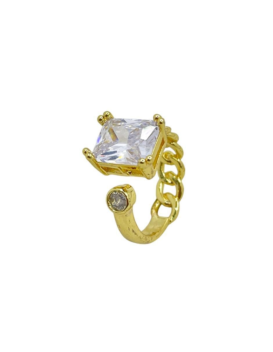 Anillo con gema geométrico zirconia cúbica brillante 2