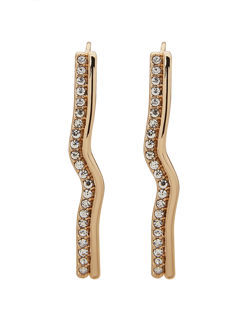 Aretes largos circular Casal Otoño de oro amarillo 14 k Zirconia