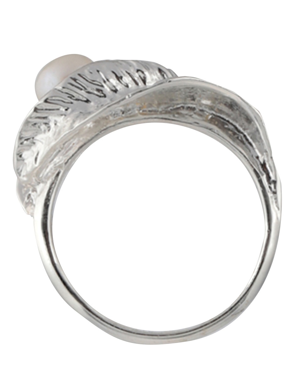 Anillo de hoja Flores P 925 de plata perla brillante 2