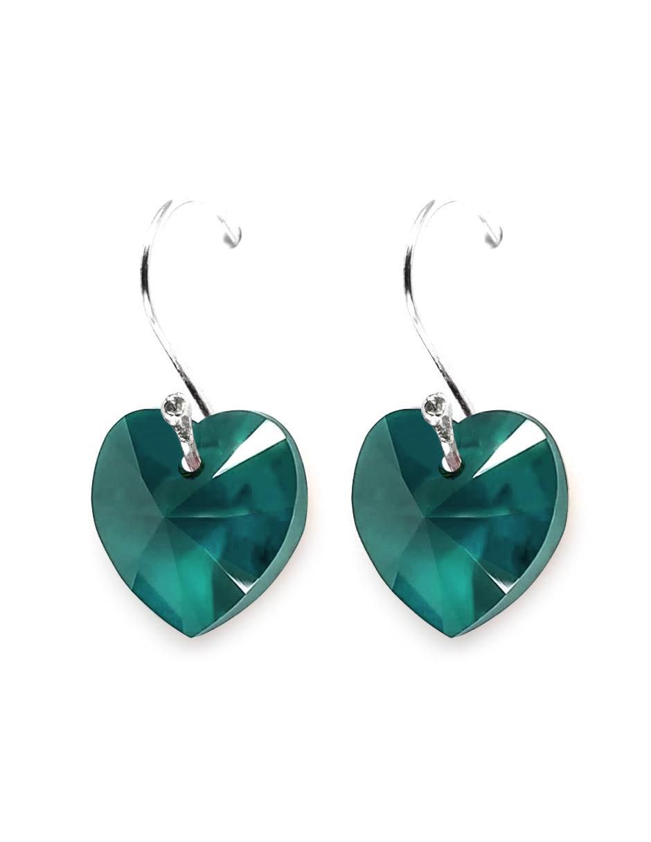 Aretes de corazón Heart de plata con acabado brillante cristal 2