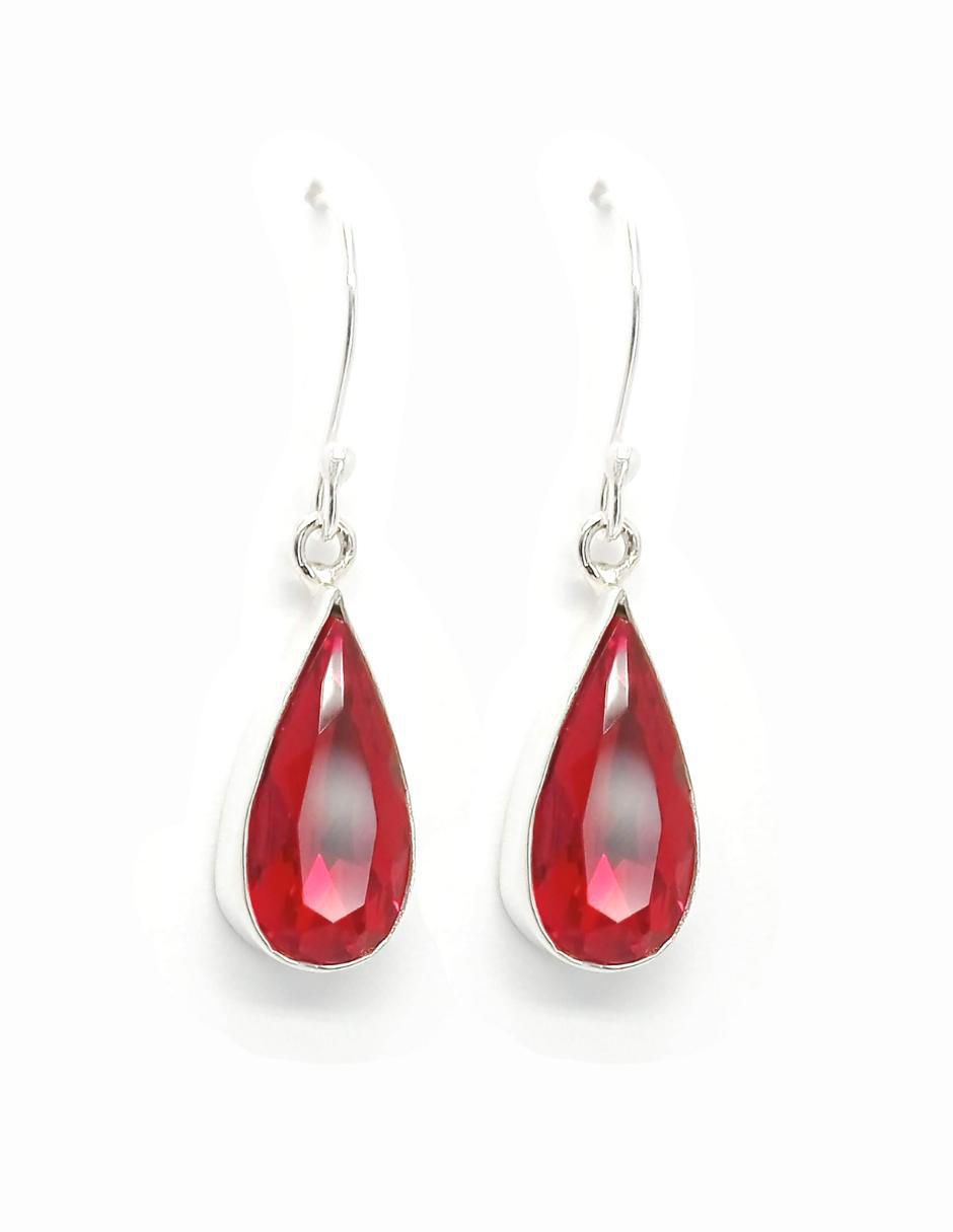 Aretes de gota Gota de plata con acabado brillante cristal
