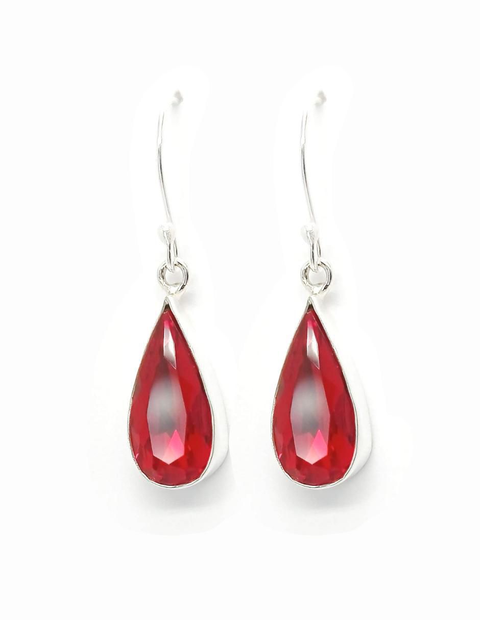 Aretes de gota Gota de plata con acabado brillante cristal 4