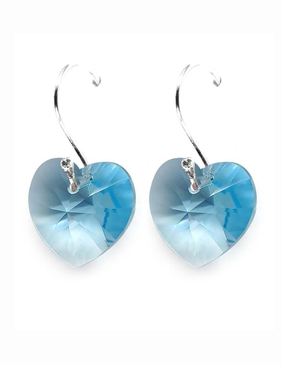 Aretes de corazón Heart de plata con acabado brillante cristal 2