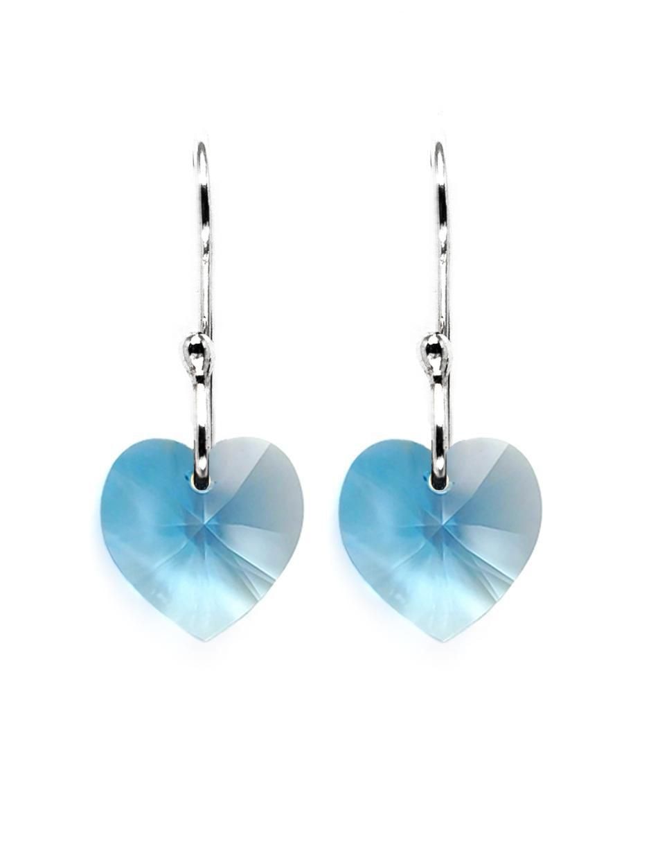 Aretes de corazón Heart de plata con acabado brillante cristal 3