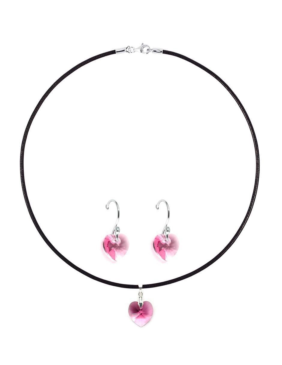 Collar y aretes de corazón Heart de plata P925 cristal 3