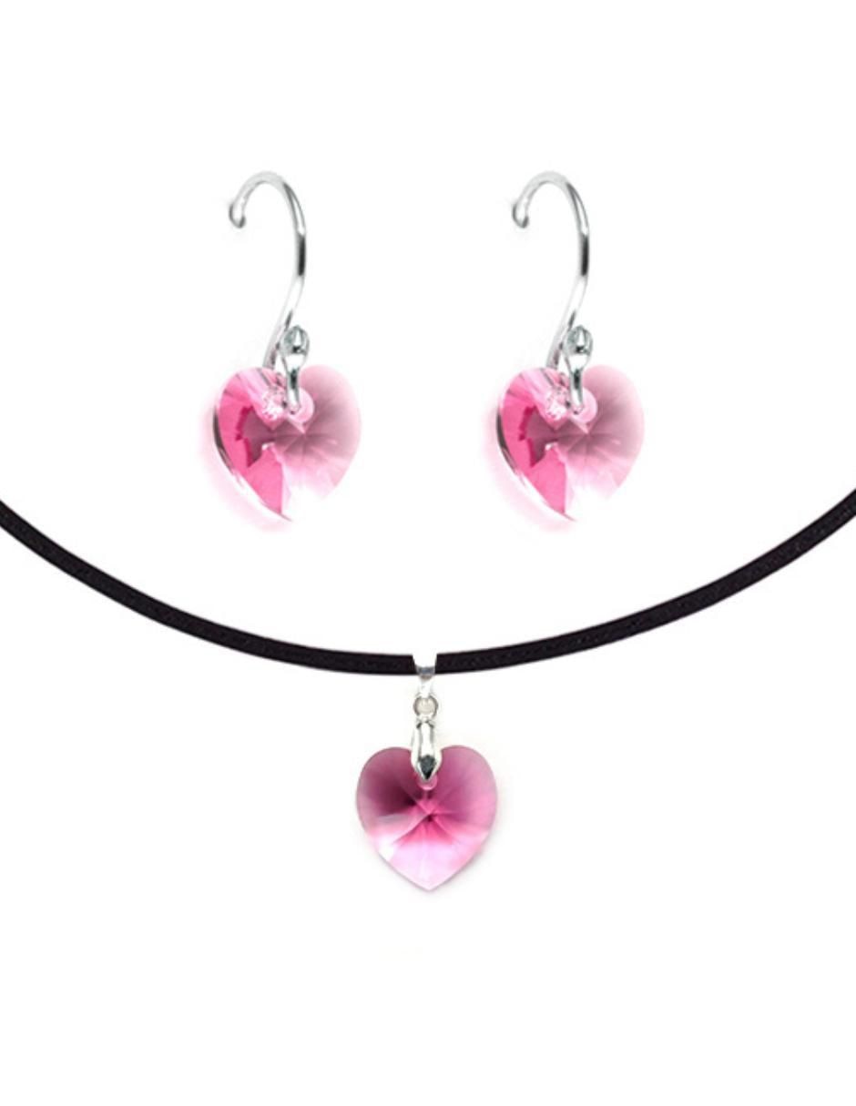 Collar y aretes de corazón Heart de plata P925 cristal 5