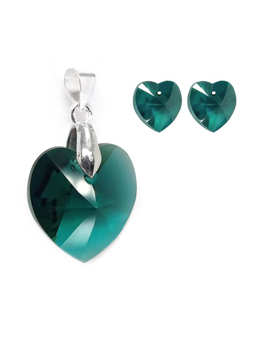 Aretes y collar de corazón Heart de plata P925 cristal 5