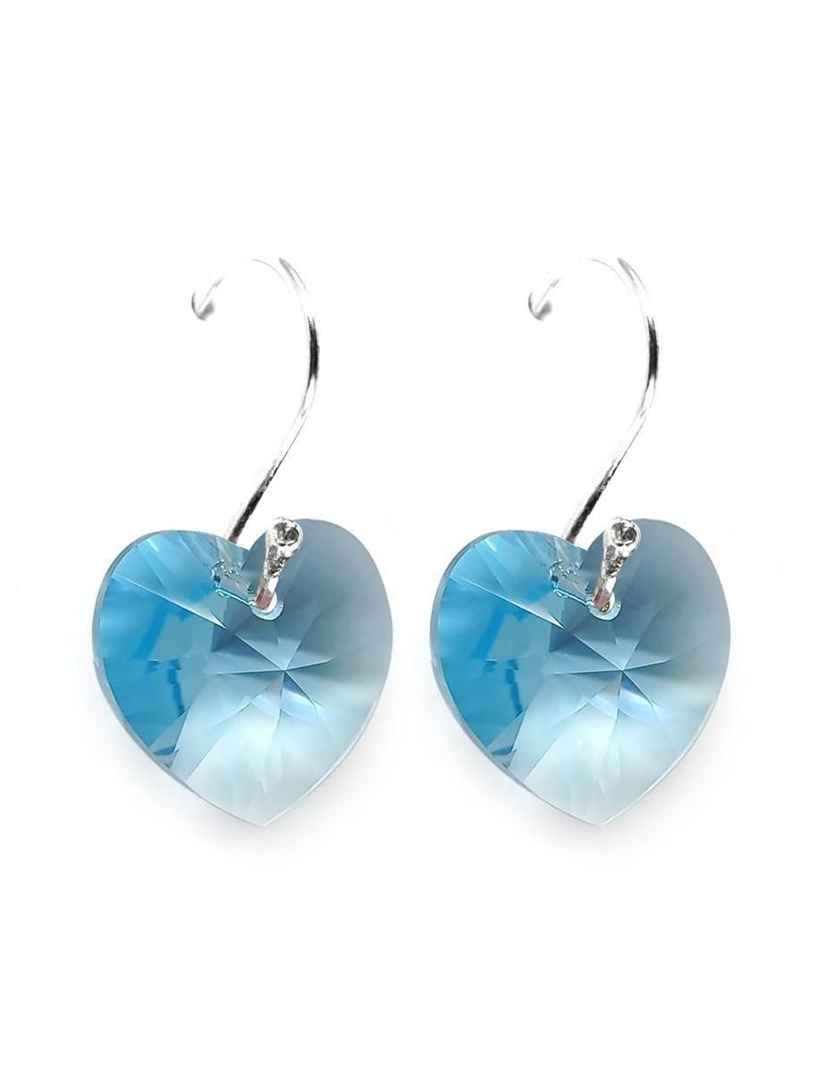 Aretes y collar de corazón Heart de plata P925 cristal 3