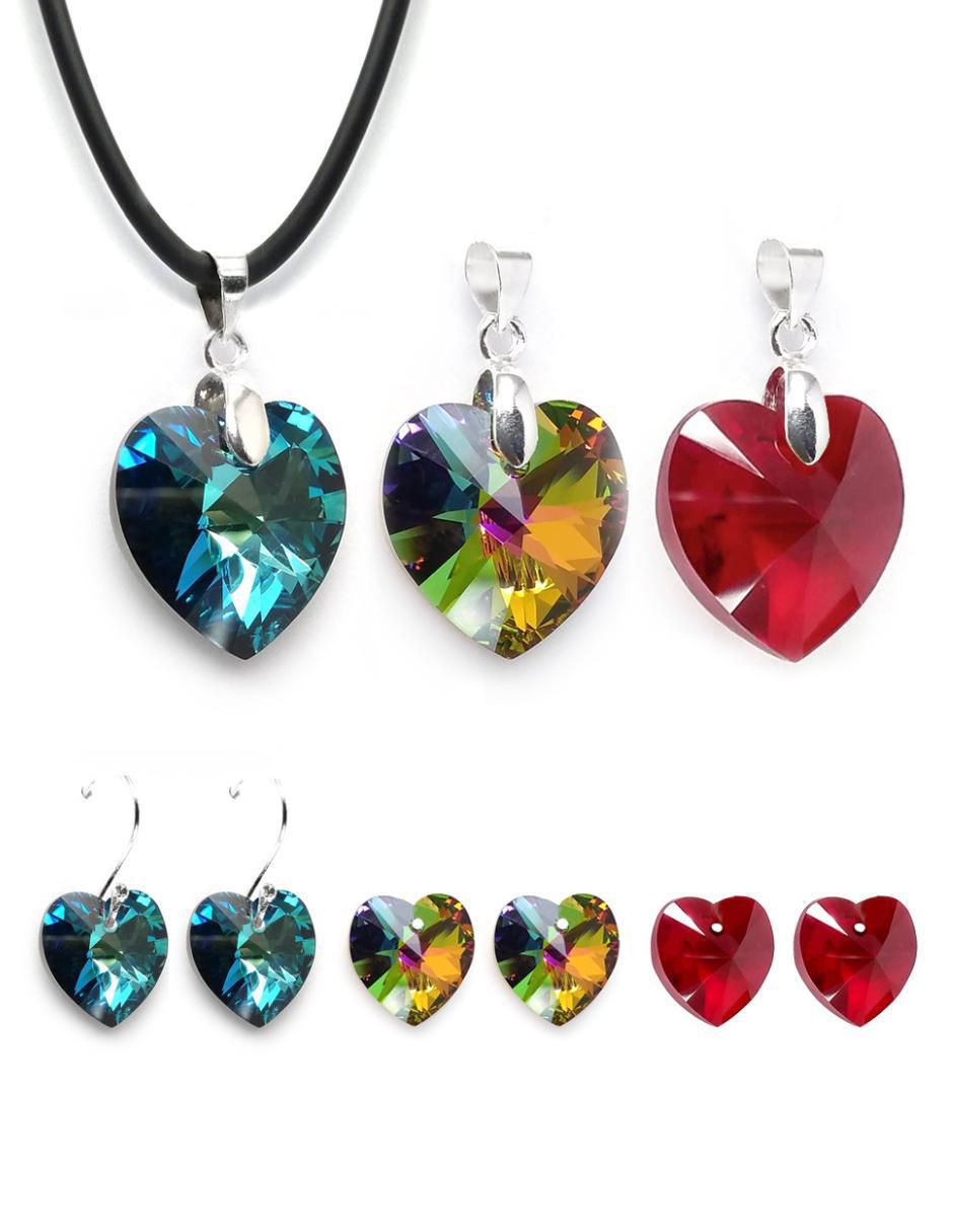 Collar y aretes de corazón Heart de plata P925 cristal Collar y aretes de corazón Heart de plata P925 cristal
