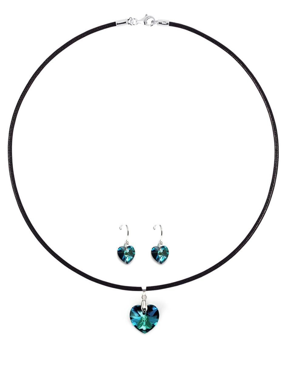 Collar y aretes de corazón Heart de plata P925 cristal 2