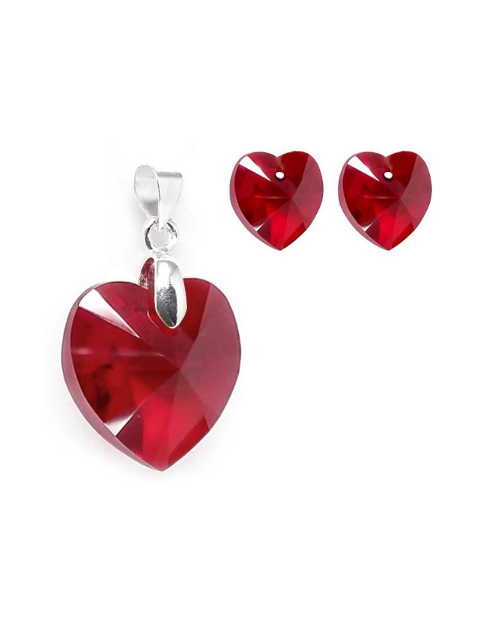 Collar y aretes de corazón Heart de plata P925 cristal 6