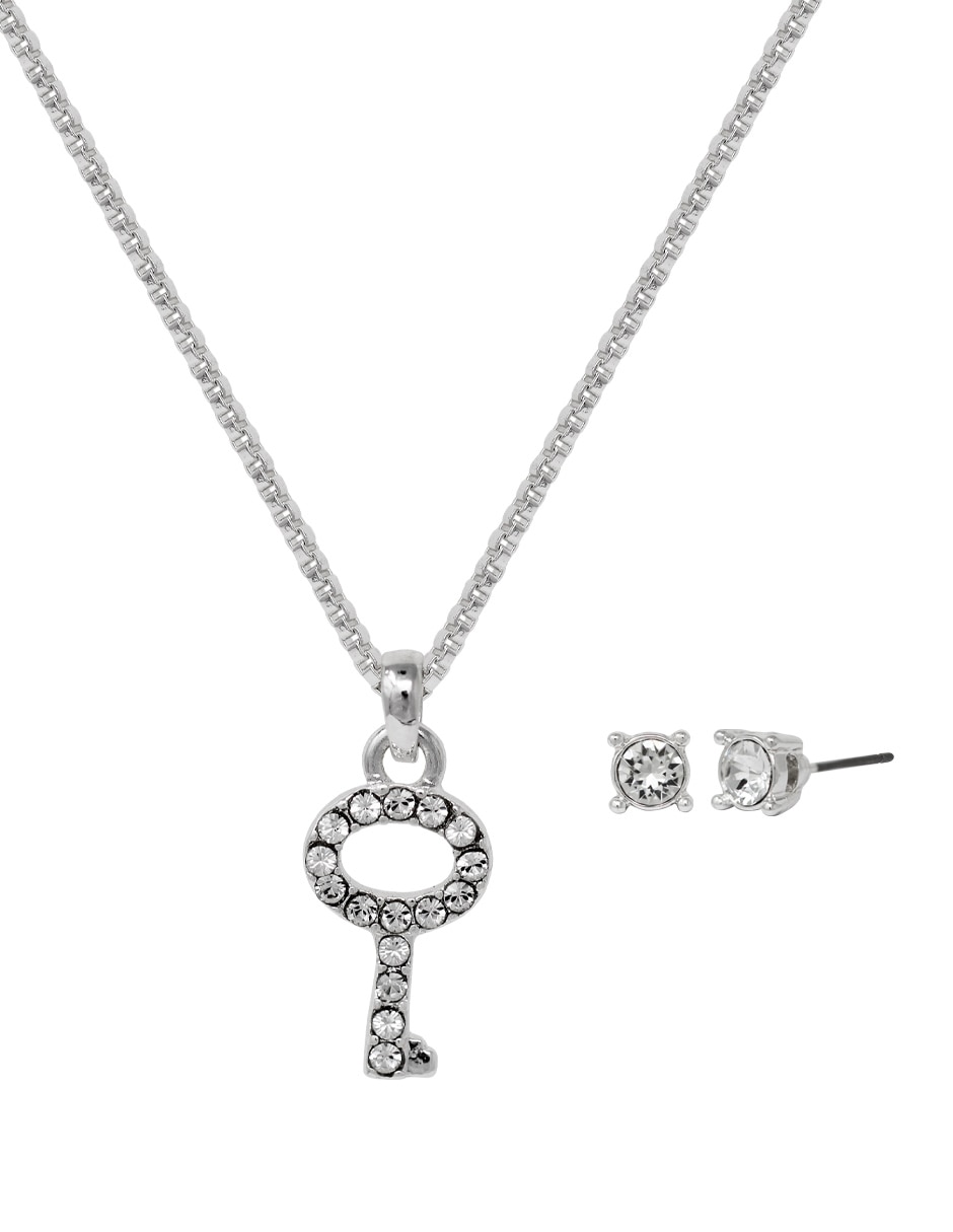 Aretes y collar de llave fantasía