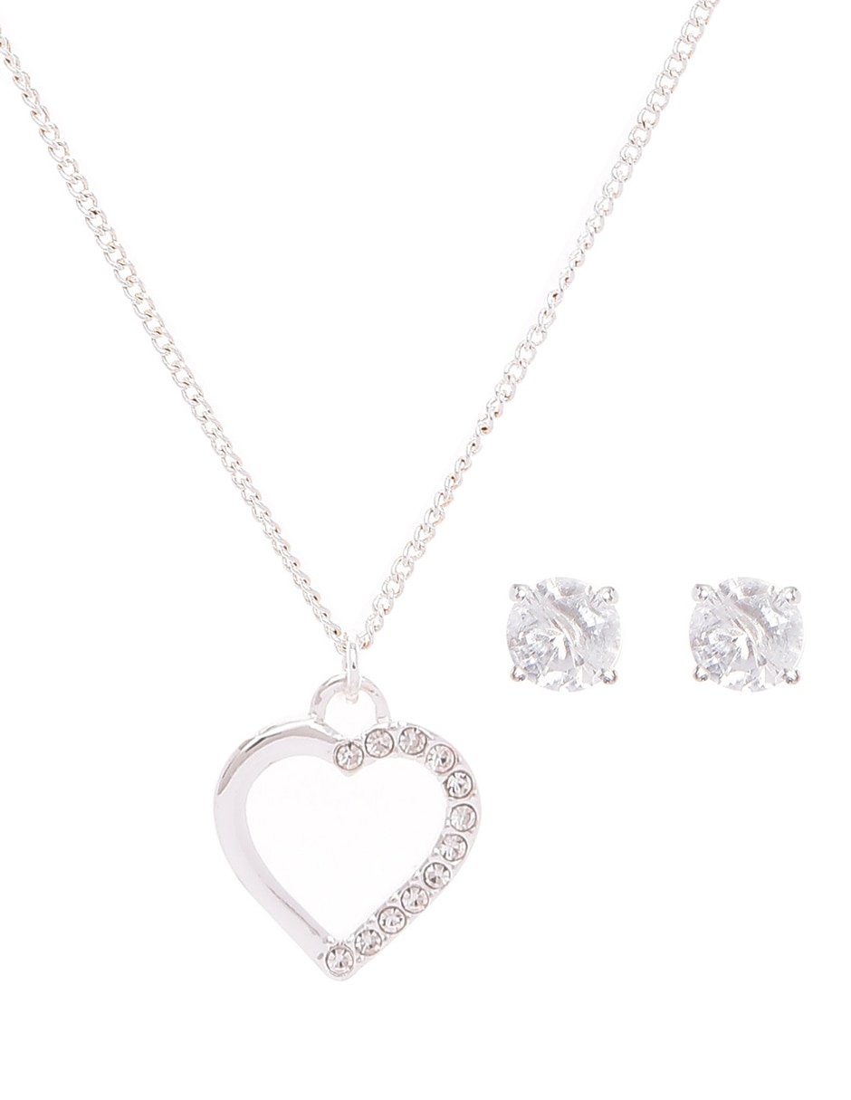 Aretes y collar de corazón fantasía