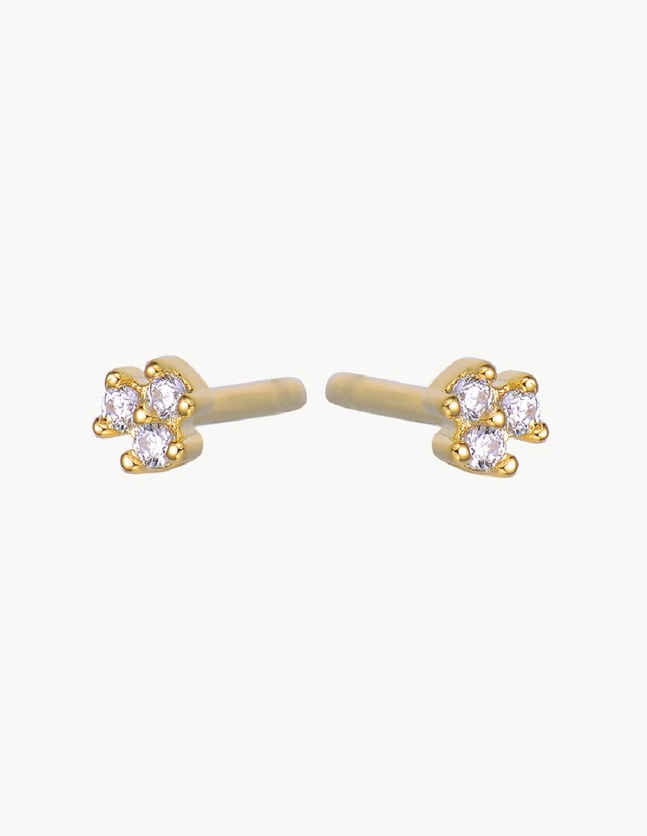 Aretes redondos Classic con acabado baño de oro circonita