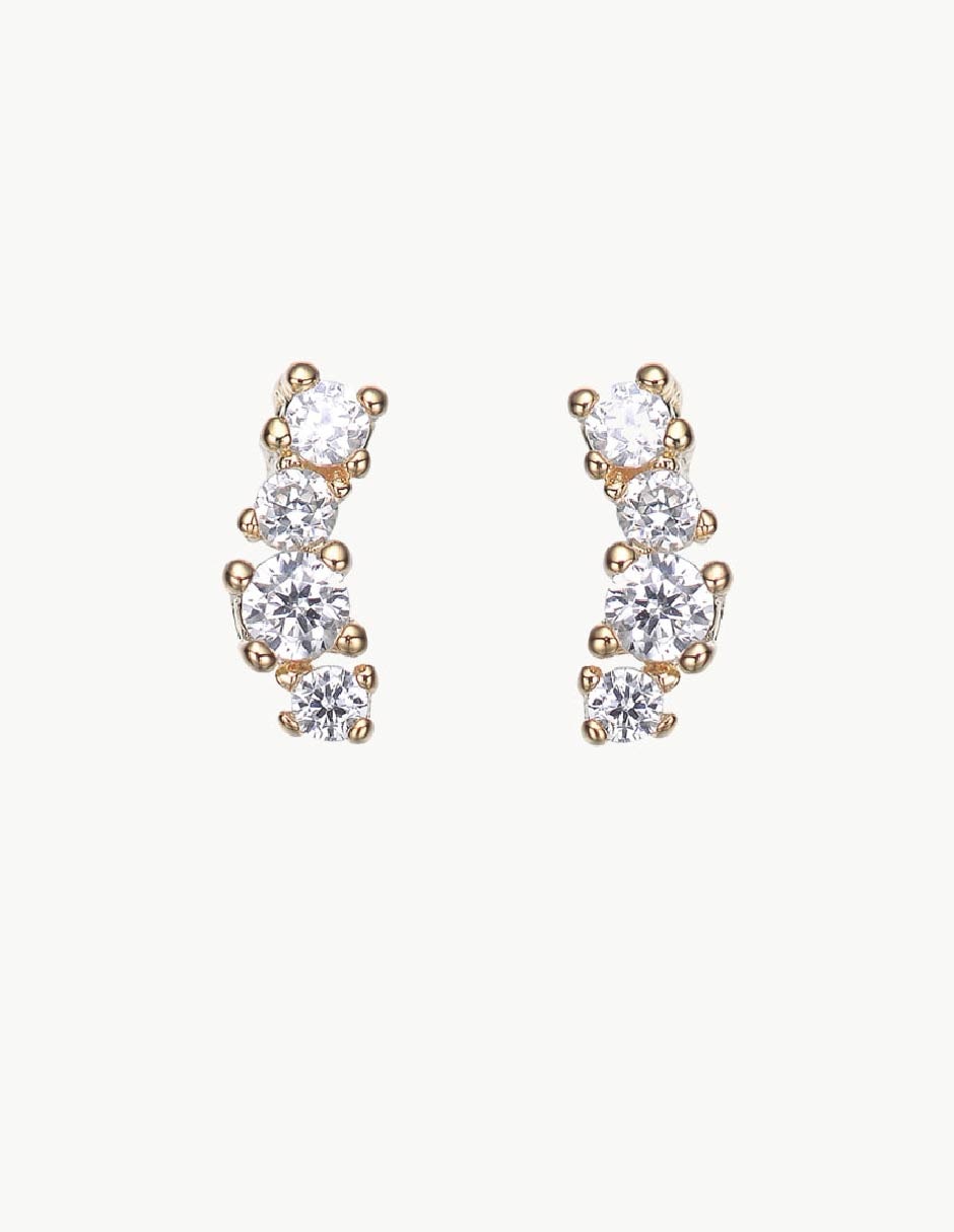 Aretes Guadaloupe con acabado baño de oro circonita Aretes Guadaloupe con acabado baño de oro circonita